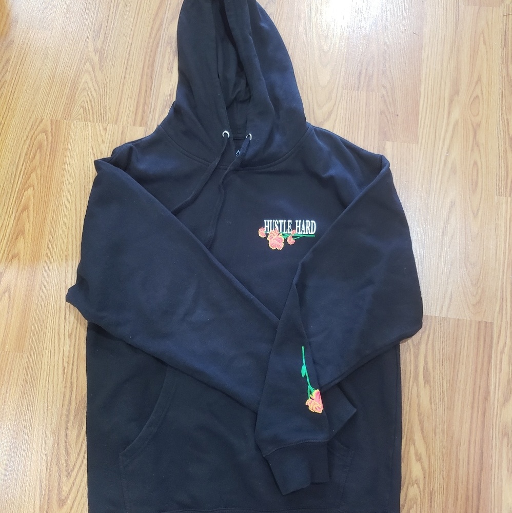hustle hard black hoodie